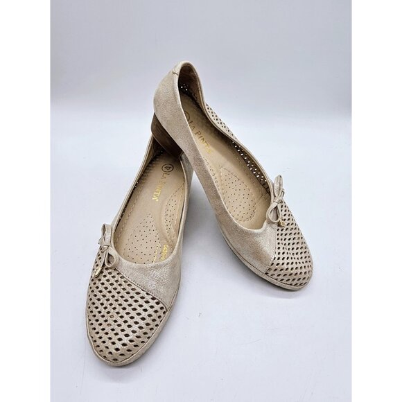 La Pinta Gold Metallic Ballet Flats Women's Size 40/USA 9 Boho School Preppy - Picture 9 of 9